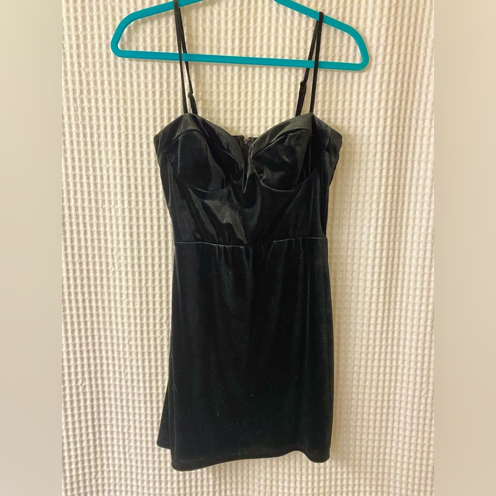 Black velvet cocktail dress
